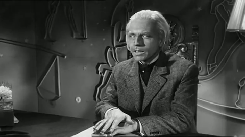 Wolfgang Preiss as the blind medium Peter Cornelius in Die 1000 Augen des Dr. Mabuse (1960)