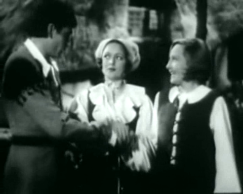 Laurence Olivier, Sophie Stuart and Elisabeth Bergner acting out the mock marriage of Orlando and Rosalind in As You Like It (1936)