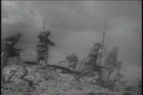 World War I soldiers going over the top in Niemandsland / No Man's Land - Hell on Earth (1931)